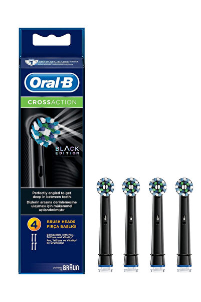 ORAL -B CrossAction Black Replacement Heads x4