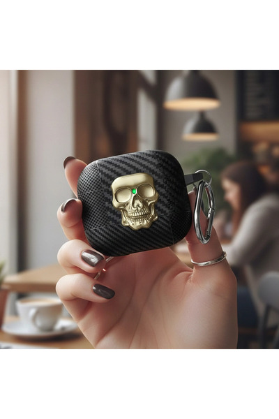 CaseOnn حافظة Apple AirPods 3 آمنة ومغلقة باللون الذهبي الكربوني