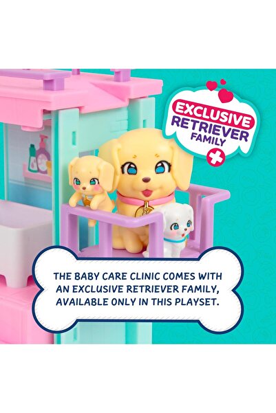 LITTLE LIVE PETS Mama Surprise Families Pet Vet Playset - Baby Care Clinic (3 Puppies)