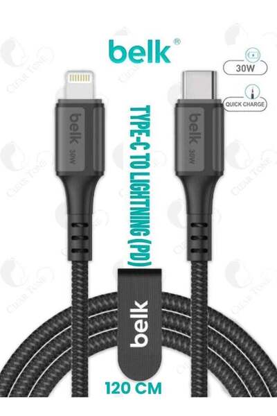 Belk كابل نايلون مضفر من النوع C إلى Lightning بطول 120 سم - شحن سريع 30 وات، 480 ميجابت في الثانية، خالٍ من التشابك، مناسب لأجهزة iPhone