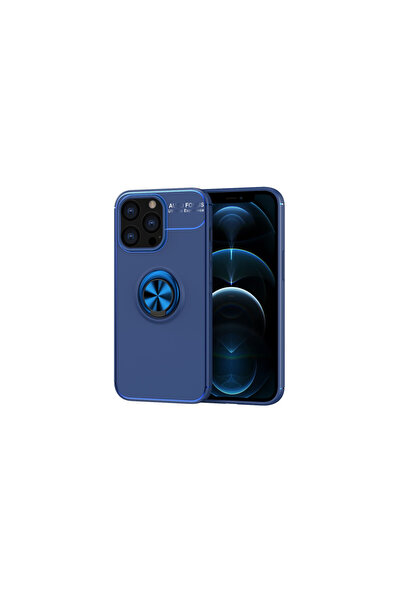 NewFace حافظة آيفون 13 برو من السيليكون مع حلقة - أزرق