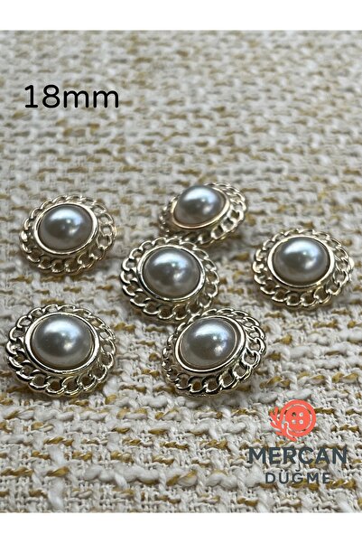 ODDA TASARIM ATÖLYESİ 🟡   Pearl Button with Gold Chain Detail 18 mm Premium ...