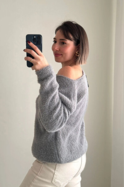 Kubos Moda Boat Neck Gray Bearded Knitwear Sweater