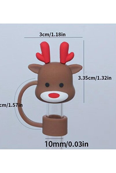 alisa غطاء شفاطة ترمس ثلاثي الأبعاد منقوش لرأس السنة - قابل لإعادة الاستخدام،...