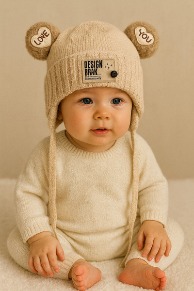 greenmoss Knitted Outer Part, 100% Cotton Inner Part Baby Beanie