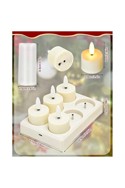 OEM Set of 6 Rechargeable LED Candles with Remote & 4/6h Timer, Flameless, Ivory