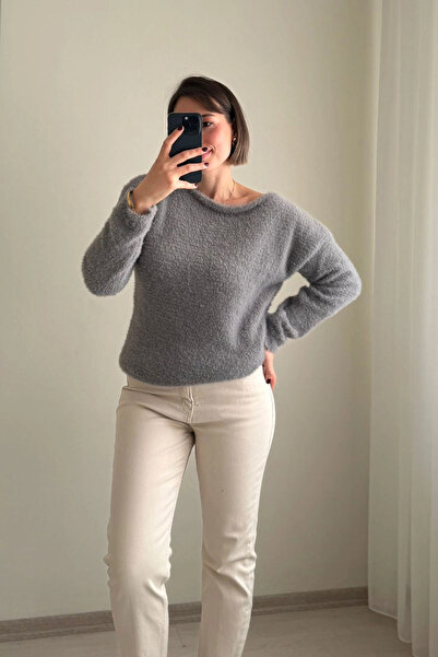 Kubos Moda Boat Neck Gray Bearded Knitwear Sweater