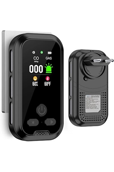 OEM Gedsffati 5-in-1 Detector (Carbon Monoxide, Smoke & Gas) Plug-in, 2.1 inch Color LCD, Black