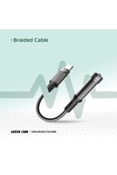 Green Lion محول سماعة أذن USB-C إلى 3.5 مم بطول 12 سم - كابل مضفر متين وإشارة...
