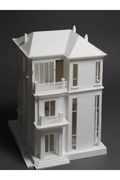 Generic 3D Baskı Villa Mimari Maketi | Model DIY Hobi Projesi Ev Ofis - Y: 17.4 cm, G: 15.6 cm, D: 13 cm