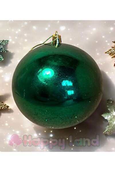 Happyland Christmas Tree Ornament 1 Piece Large Size 12 cm Green Color Christmas Ball Glossy-Matte-Silvery
