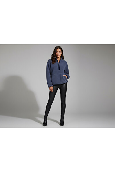 Grenj Fashion Indigo Plush Knitted Sports Sweatshirt