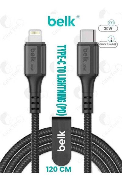 Belk كابل USB-C مضفر مقاوم للقطع وسريع الشحن إلى iPhone، بطول 1.2 متر، وقوة 3...