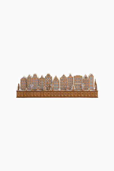 Crate & Barrel Gingerbread Village Advent Calendar LED Işıklı 24 Çekmeceli Ahşap Takvim