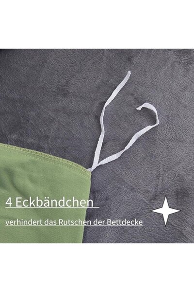 OEM Boqingzhu Thermo-Fleece Bedding Set - Duvet Cover 200x220 cm + 2 Pillowcases 80x80 cm, Light Green