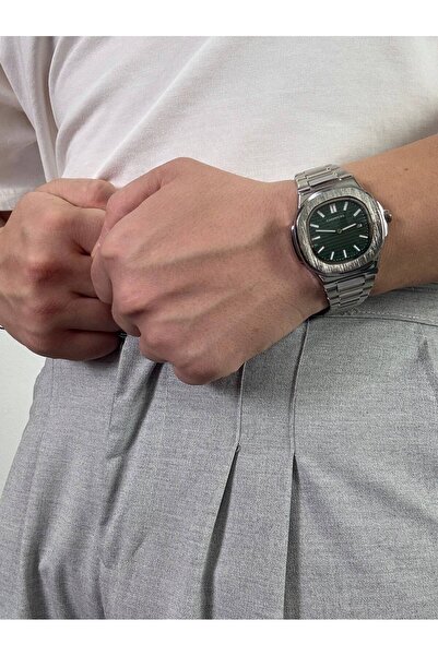 Arvens Vintage Green Dial Steel Men's Wristwatch Stainless Steel Band Sturdy Steel Case Does Not Lose Color