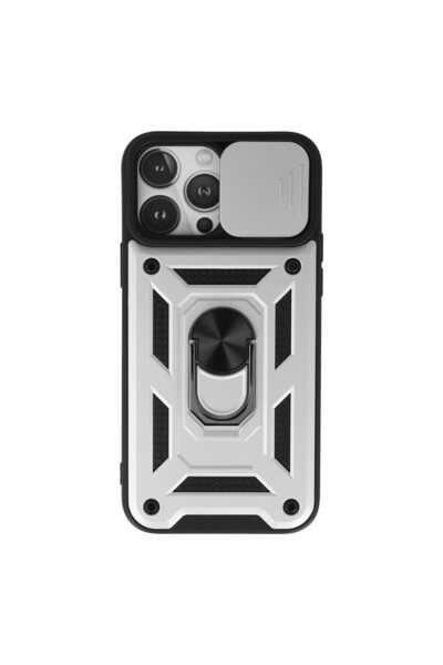 NewFace iPhone 13 Pro Case with Pars Lens Ring Silicone - Silver Wlzor