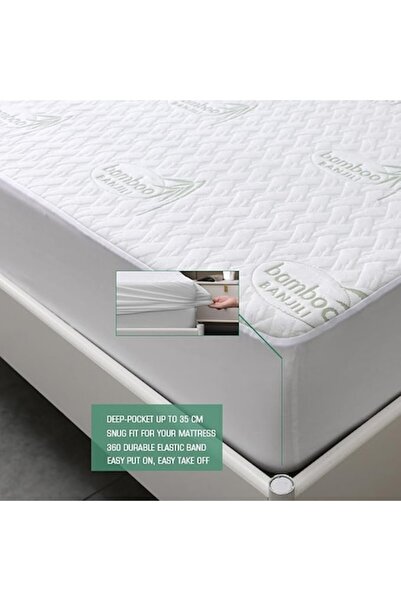OEM BANJILI Waterproof Mattress Protector 90x190-200cm 100% Bamboo - White