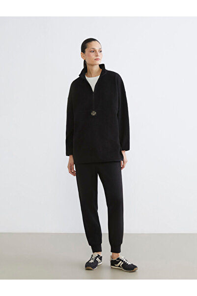 LC Waikiki Dik Yaka Nakışlı Polar Kadın Sweatshirt Tunik