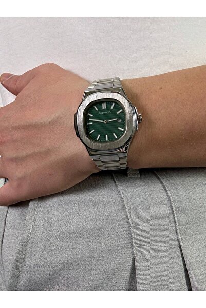 Arvens Vintage Green Dial Steel Men's Wristwatch Stainless Steel Band Sturdy Steel Case Does Not Lose Color