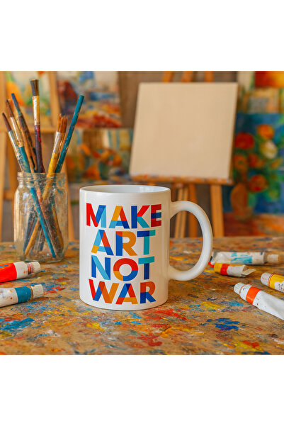 OEM Artist's Mug – MAKE ART NOT WAR Manifesto, Modern Colorful Design, Tipo-Art