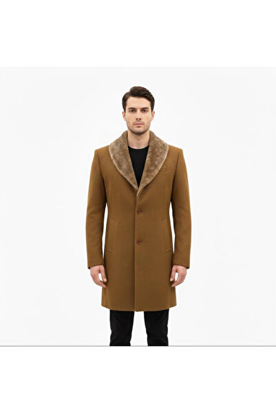 Plus Scorpion Men's Elegant Coat with Fur Collar