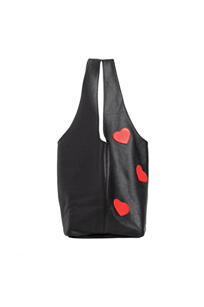 LAURA OLARU Black SACK Bag With Red Hearts