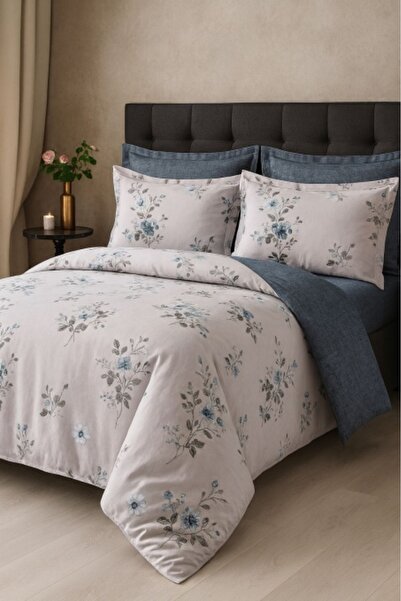 Casa Pucioasa Set de lenjerie de pat din bumbac fin, 6 piese delicat în nuanț...