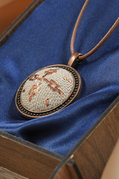 nicole gümüş Bakır Aparat ve Ham Keten Üzerine Bakır Tel ile İşli Tel Kırma K...