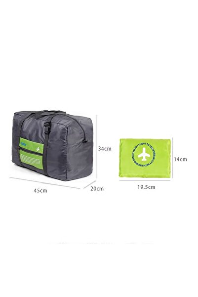 Generic Foldable travel bag, gray and green, 45x34x20 cm, lightweight, airplane design, for travel and trips