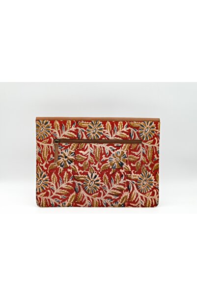karenzi Artisan Genuine Leather & Kalamkari Laptop Sleeve | 14-inch Magnetic Flap Portfolio