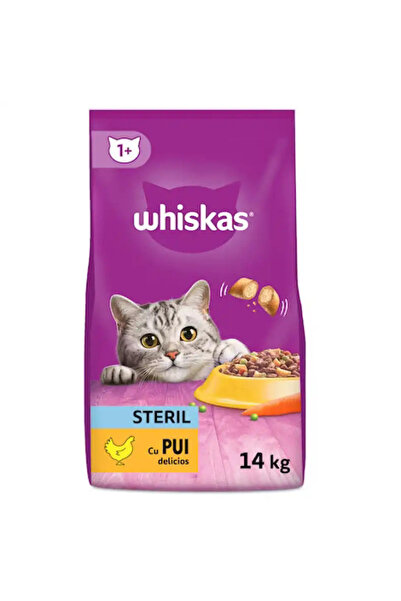 Whiskas , Adult dry food for Sterile cats with chicken 14kg