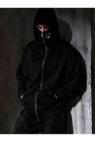 LOTS MODA Φούτερ Ninja Unisex με μάσκα χιονιού Ζακέτα με 2 νήματα χοντρό φλις