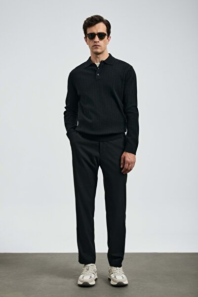 Lufian 112190330 Sterno Smart Men's Chino Pants Slim Fit Men's Pants Black