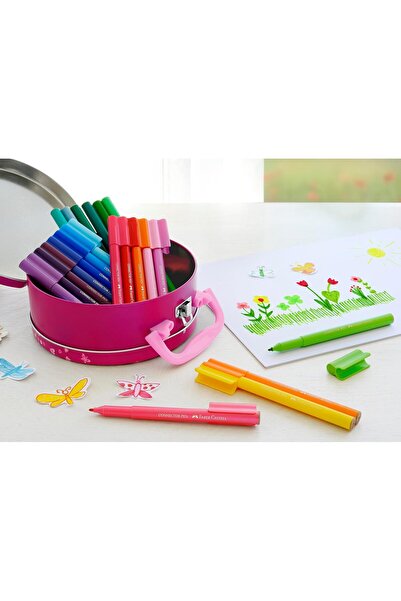 Generic Faber-Castell 33-Piece Soft Fiber Tip Coloring Pens in Football Design Handbag - Multicolor