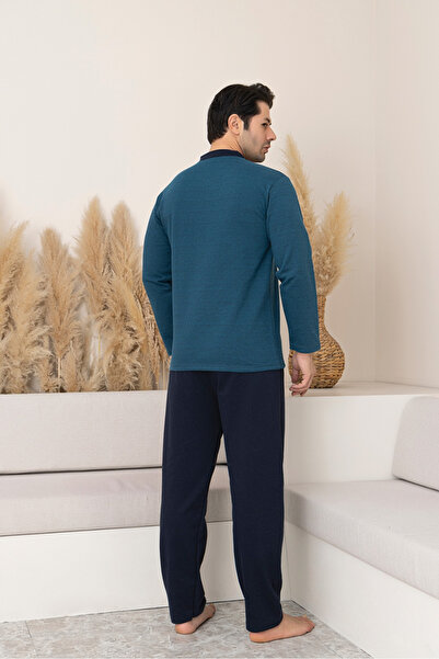 embody Men's cotton cotton wadded long pyjamas, large sizes turquoise P605-221