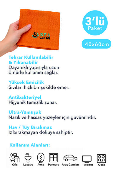 Cam Ve Aynalar İçin Sihirli Mirofiber Genel Temizlik Bezi Kurulama Gerektirmez Çok Renkli(3 adet)