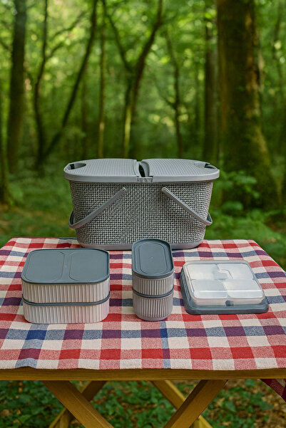 İ&A HOME Taşınabilir Piknik Sepeti ve Saklama Kabı Seti – Kamp & Outdoor Kull...