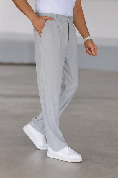 ElitWear Erkek Baggy Rahat Kalıp Pileli Bol Kesim Salaş Pantolon