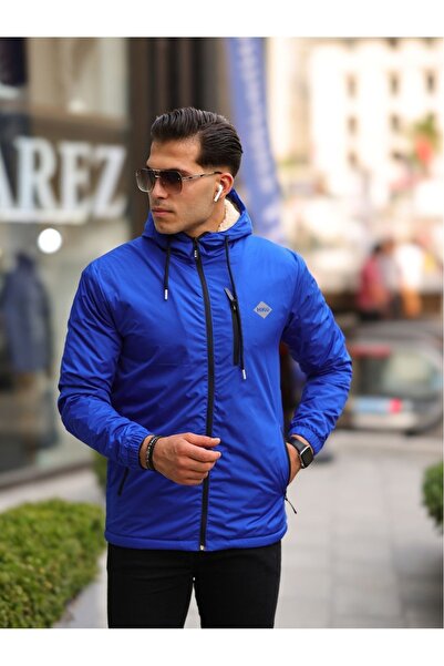 The Naz Line Men's Fur-Lined Waterproof Raincoat with Hooded Pockets