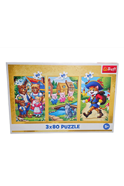 OEM Puzzle Puss in Boots the 3 Little Pigs, 240 pieces, 3 in 1, 18x27.5 cm packaging, educational game
