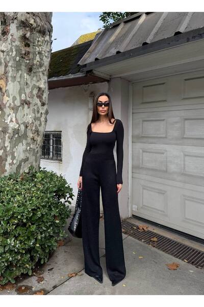 avolla tr تفاصيل حجرية عالية الخصر بنطلون واسع الأرجل