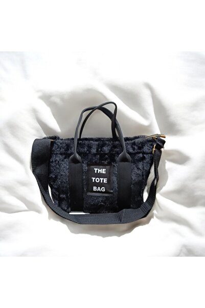 ZİVORA Women's Black Column Strap Fur Plush Crossbody Bag