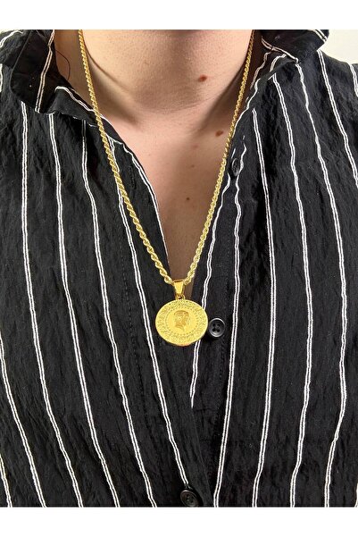 Arvens Men's Gold Chain Stainless Steel Necklace Does Not Lose Color Does Not Fade Unisex Does Not Fade Can Be Combined