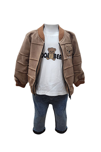 fantasialand Compleu jacheta baieti 3 piese, HTCB 112, culoare maro