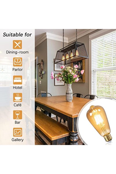 HYX LED Edison Bulb, 6-Pack 4W E27 ST64 Vintage Amber Glass, 2700K Warm White, Dimmable