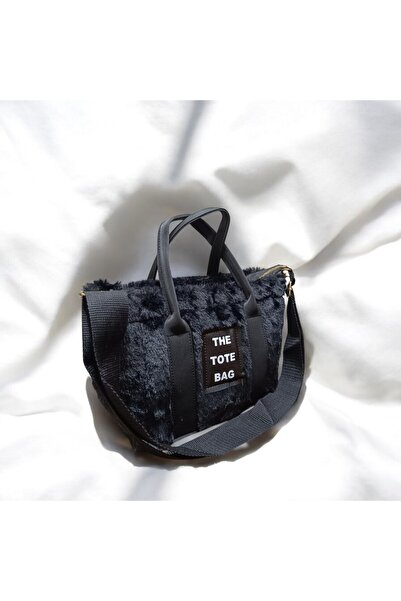 ZİVORA Women's Black Column Strap Fur Plush Crossbody Bag