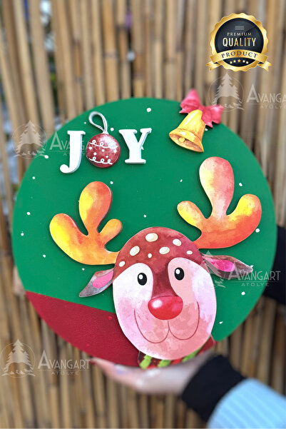 AVANGART ATÖLYE زخرفة باب خشبية بتصميم عيد الميلاد - جوي