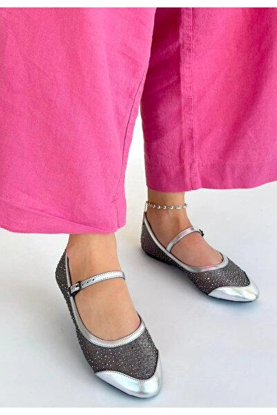 ZENGEZUR MALL Drnds Toyan Silver Skin Ballerina Shoes (221628) (Size: 37)