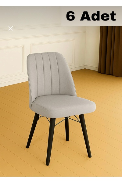 Yonga Tekstil Karegold Mutfak Sandalyesi 6 Adet Siyah Metal Ayaklı